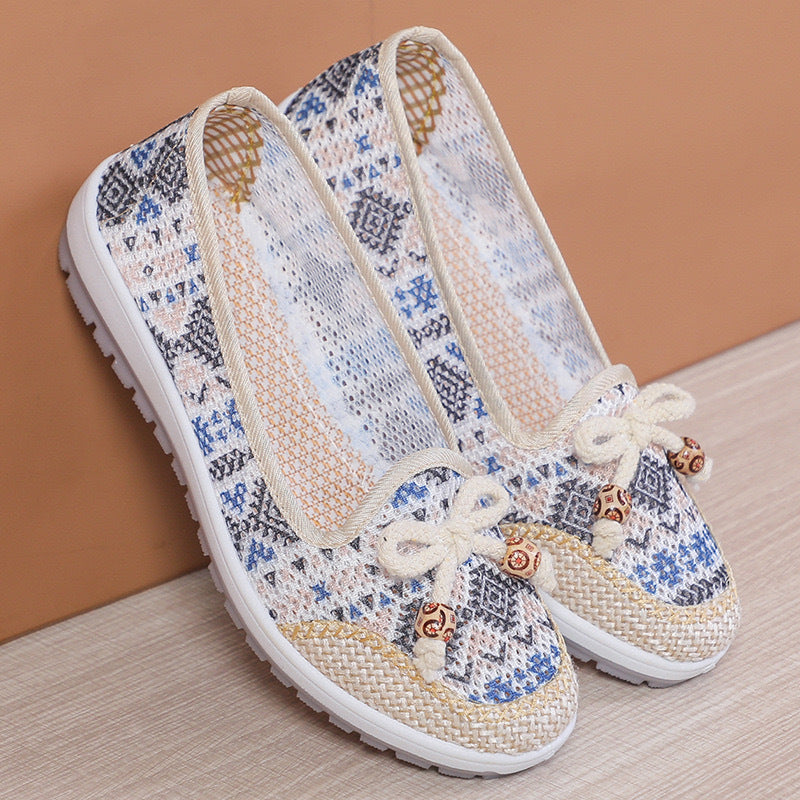Ione | Women’s Orthopedic Boho Knit Slip-On Flats