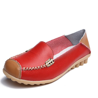 OrthoCare Women’s Leather Slip-On Loafers – Vintage Comfort Walking Shoes