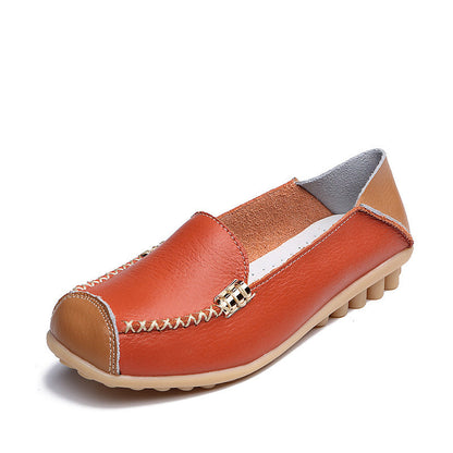 OrthoCare Women’s Leather Slip-On Loafers – Vintage Comfort Walking Shoes