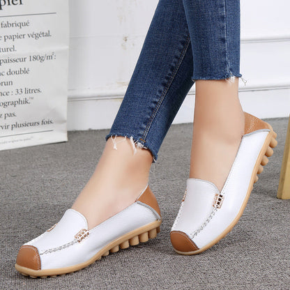 OrthoCare Women’s Leather Slip-On Loafers – Vintage Comfort Walking Shoes