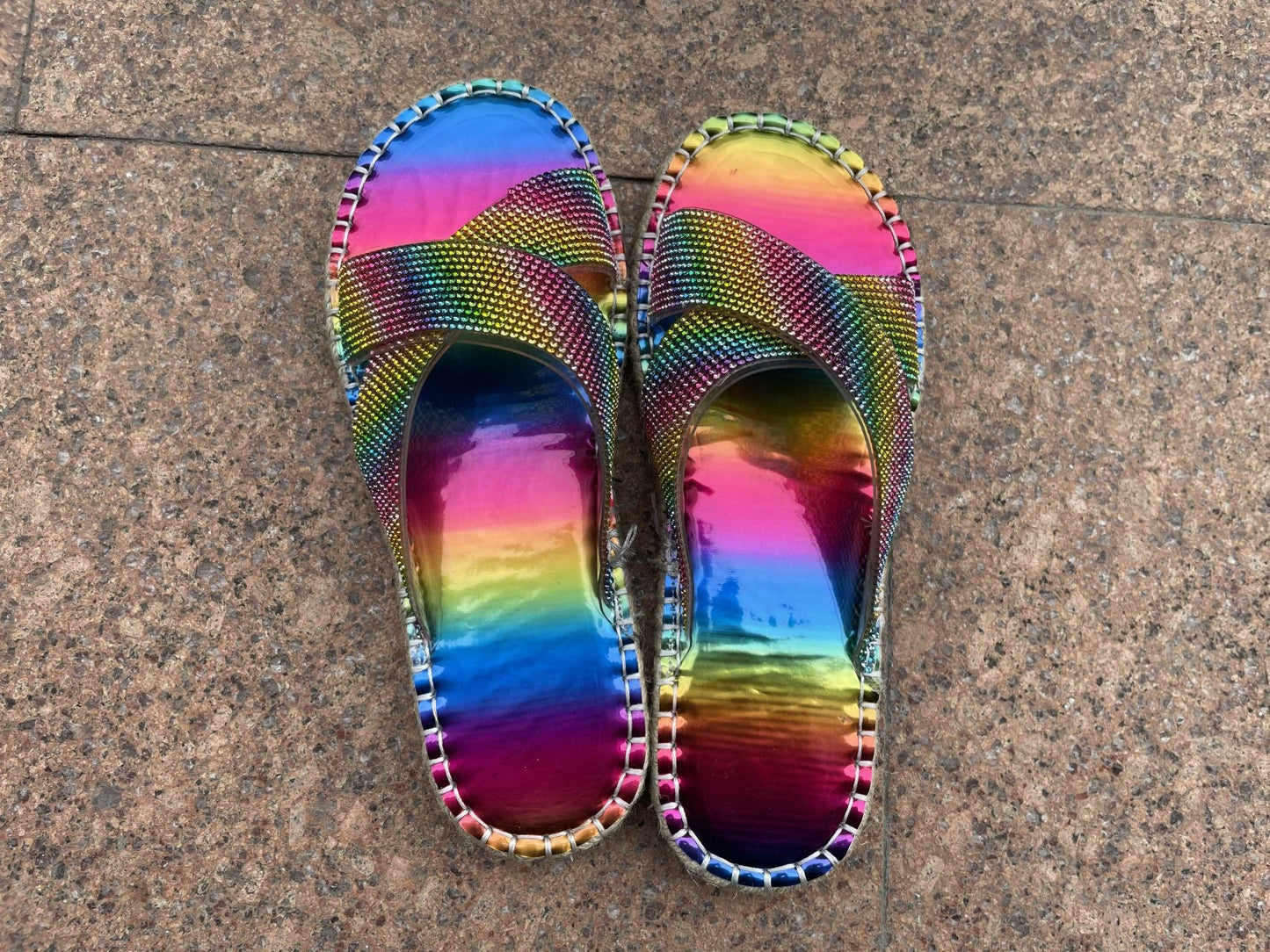 Dalary | Women’s Orthopedic Rainbow Woven Comfort Slide Sandals