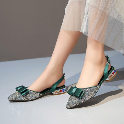 Cybele | Women’s Orthopedic Rhinestone Bow Slingback Kitten Heel Pumps