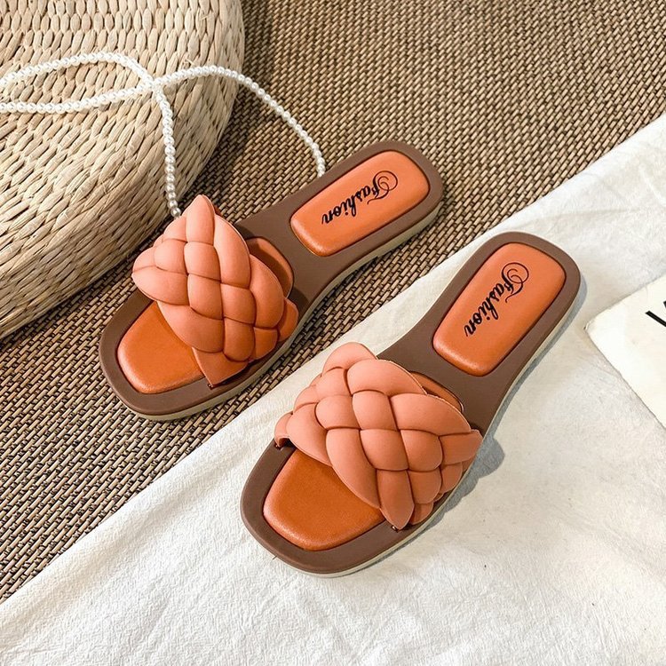 Cressia | Women’s Orthopedic Braided Cross Strap Comfort Slide Sandals