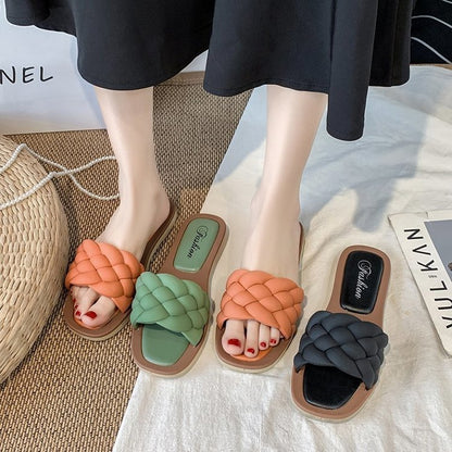 Cressia | Women’s Orthopedic Braided Cross Strap Comfort Slide Sandals