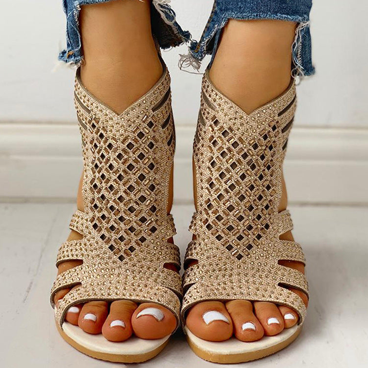 Qahira | Orthopedic Sparkle Weave Open-Toe Wedge Sandals