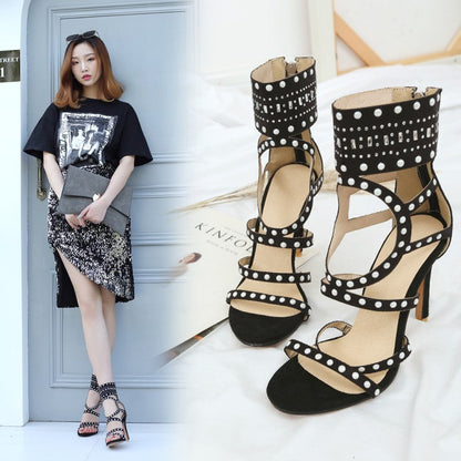 Cintia | Women’s Orthopedic Studded Gladiator Stiletto Heel Sandals