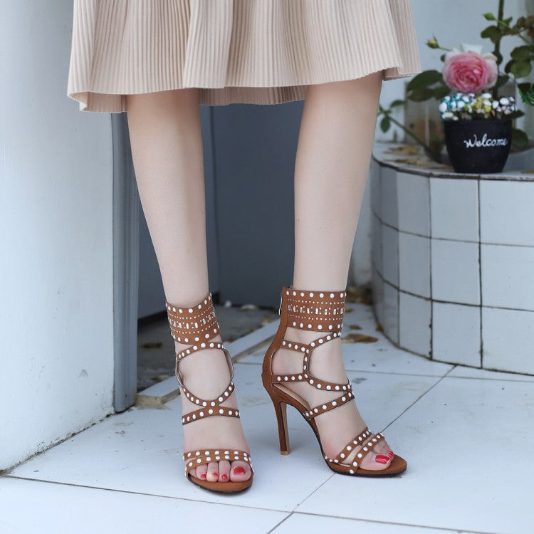 Cintia | Women’s Orthopedic Studded Gladiator Stiletto Heel Sandals