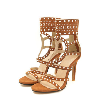 Cintia | Women’s Orthopedic Studded Gladiator Stiletto Heel Sandals