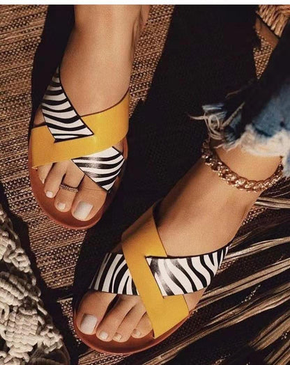 Maurelia | Women’s Orthopedic Boho Cross Strap Slide Sandals
