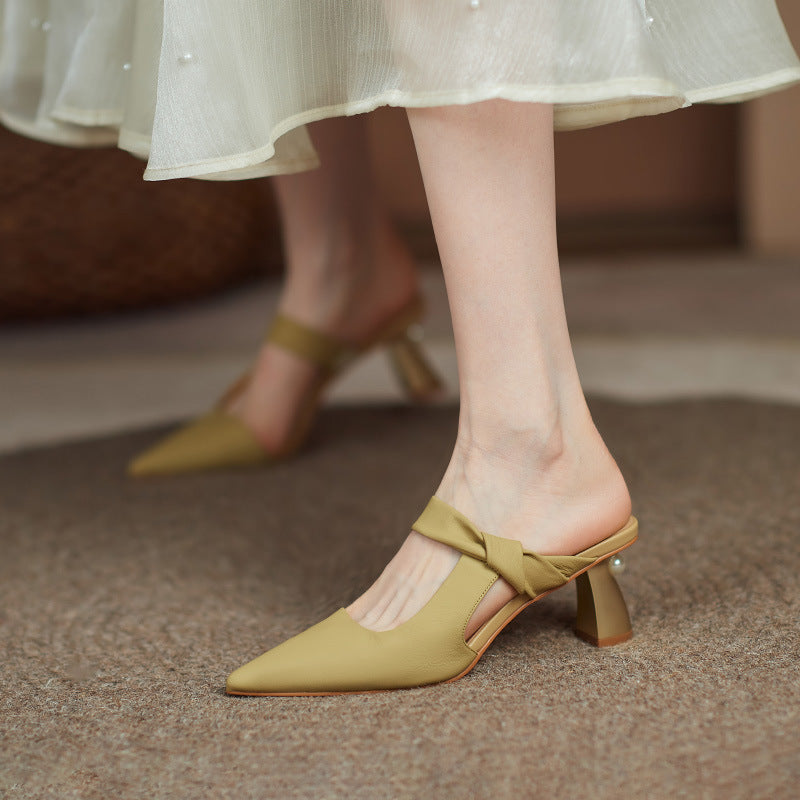 OrthoCare Leather Heels - Pointed Toe Comfort