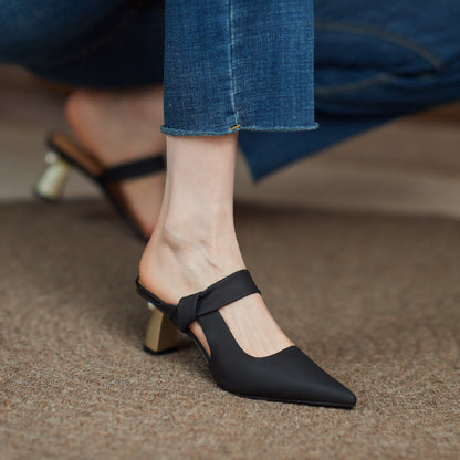 OrthoCare Leather Heels - Pointed Toe Comfort
