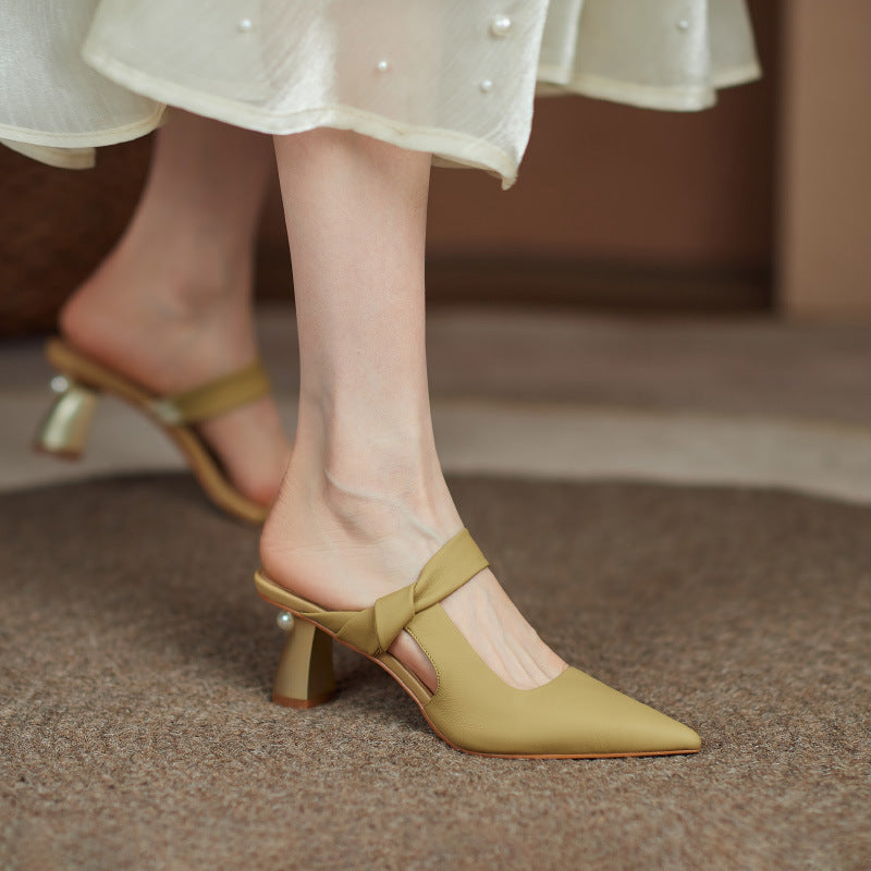 OrthoCare Leather Heels - Pointed Toe Comfort