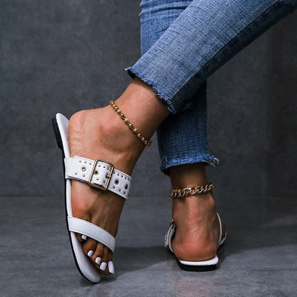 Charis | Women’s Orthopedic Studded Buckle Comfort Slide Sandals