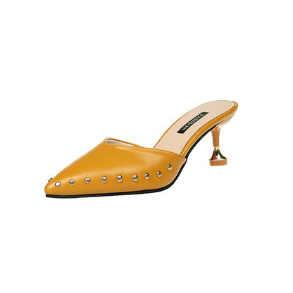 Catriona | Women’s Orthopedic Pointed Toe Studded Kitten Heel Mule Pumps