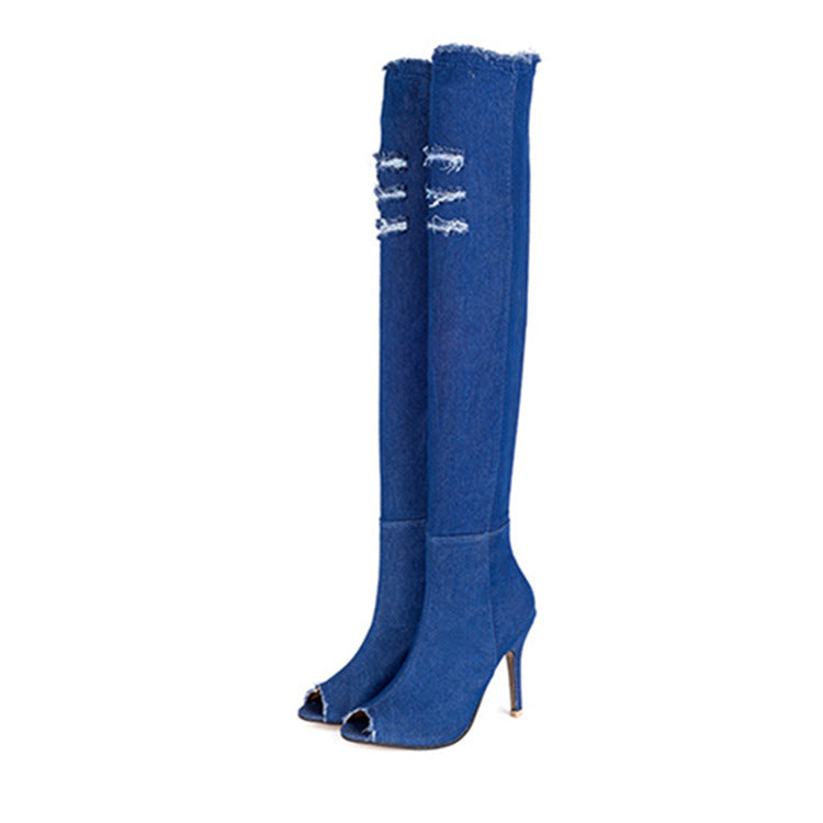 OrthoCare Unique Stretch Denim Boots - Fish Mouth Cow