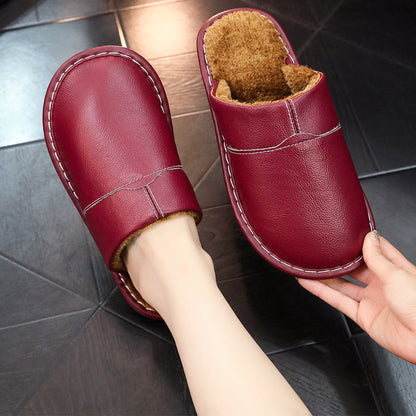 OrthoCare Non-Slip Winter Leather Slippers For Indoor Use