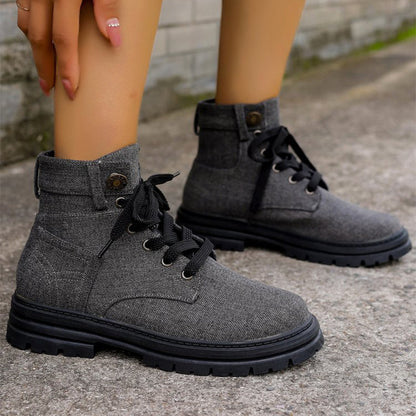 Morgaine | Urban Lace-Up Orthopedic Canvas Ankle Boots