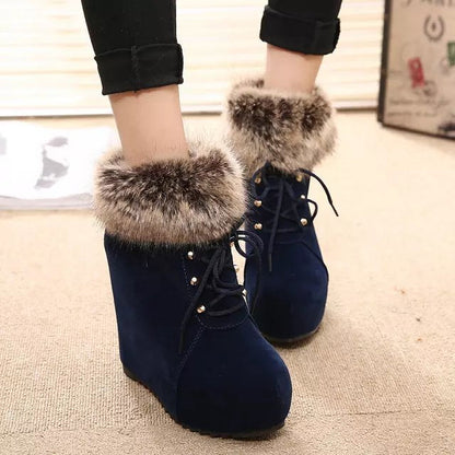 Elise | Orthopedic Faux-Fur Cuff Suede Wedge Winter Boots