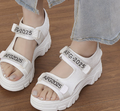 OrthoCare Wedge Heel Sandals With Rhinestones