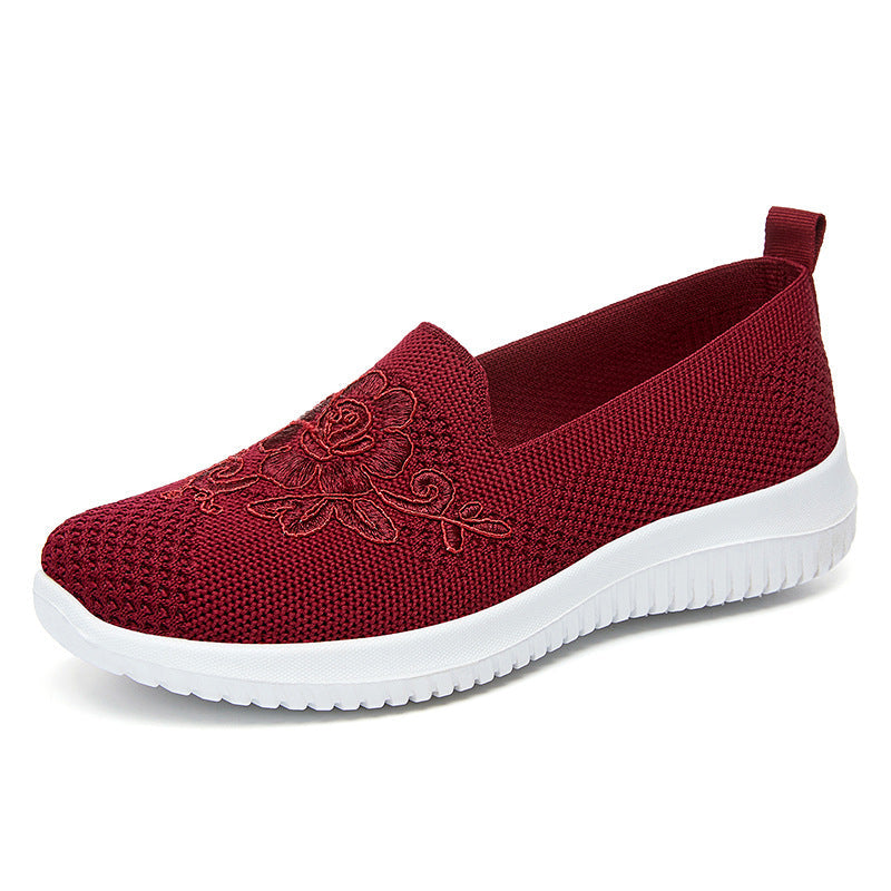 Orthopedic Embroidered Slip-On Sneakers – Lightweight Breathable Comfort Walking Shoes