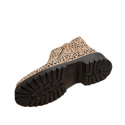 OrthoCare Leopard Print Low Heel Boots - Unique Elegance