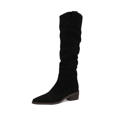 Mahine | Orthopedic Slouch Suede Knee-High Block-Heel Boots