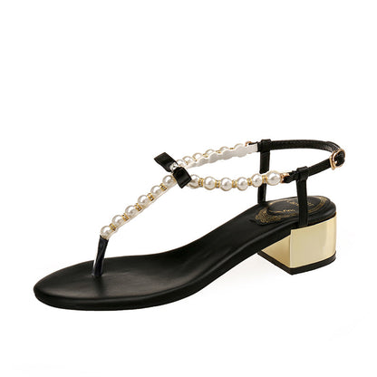 Nolenne | Women’s Orthopedic Pearl Strap Block Heel Sandals