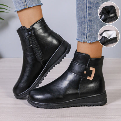 OrthoCare Fleece Ankle Boots - Side Zipper, Non-Slip