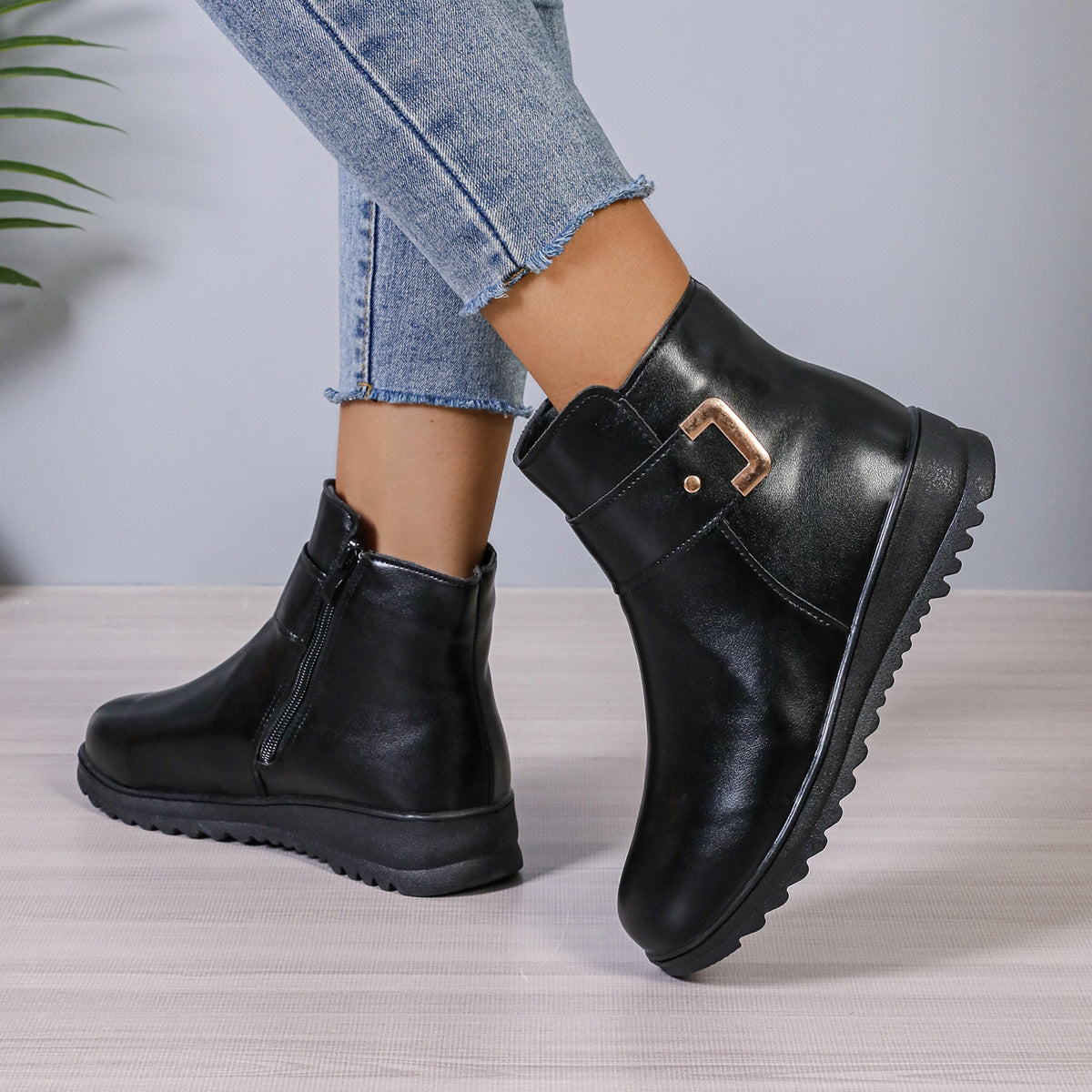 OrthoCare Fleece Ankle Boots - Side Zipper, Non-Slip