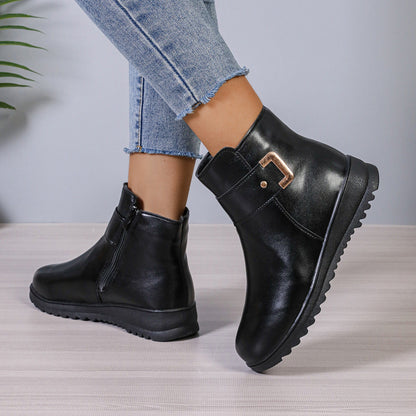 OrthoCare Fleece Ankle Boots - Side Zipper, Non-Slip