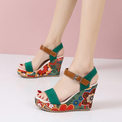 OrthoCare Floral Embroidered High Heel Sandals - Unique Elegance