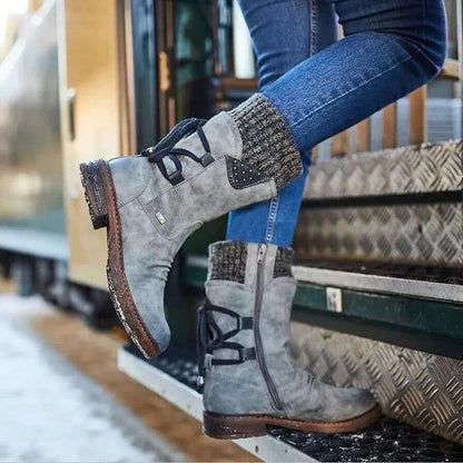 Marilyn | Suede Knit-Cuff Orthopedic Winter Boots