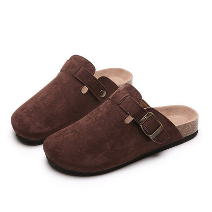 OrthoCare Women’s Suede Clog Sandals – Adjustable Buckle Comfort Slides