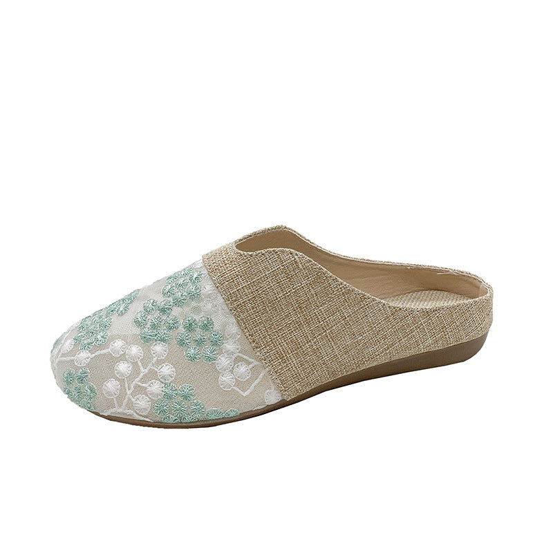 OrthoCare Floral Embroidered Slip-On House Slippers