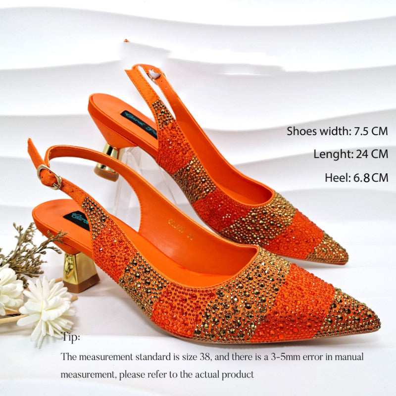 Faloura | Women’s Orthopedic Rhinestone Slingback Kitten Heels