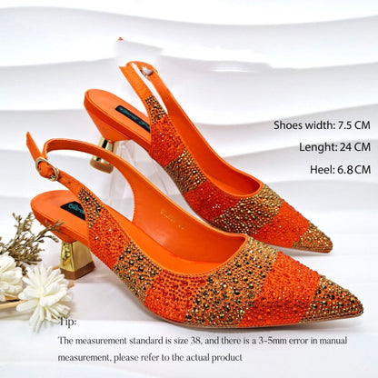 Faloura | Women’s Orthopedic Rhinestone Slingback Kitten Heels