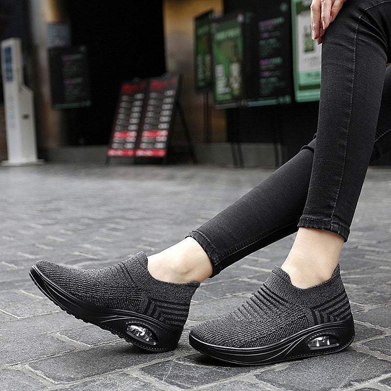 Orthopedic Air Cushion Slip-On Sneakers – Breathable Knit Lightweight Walking Shoes