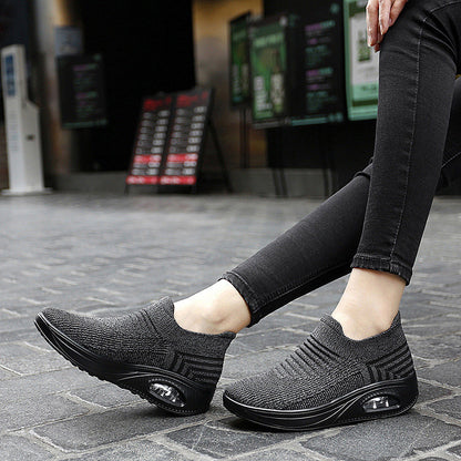 Orthopedic Air Cushion Slip-On Sneakers – Breathable Knit Lightweight Walking Shoes