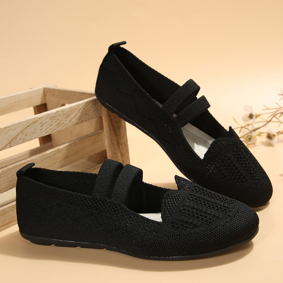 OrthoCare Women’s Knit Mary Jane Flats – Breathable Lightweight Comfort Shoes