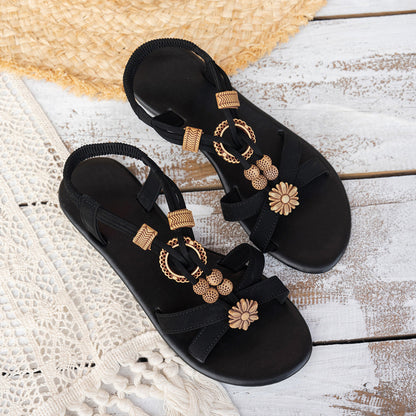 Kaiselle | Women’s Orthopedic Boho Floral T-Strap Sandals