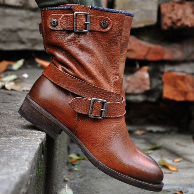 OrthoCare Retro Leather Boots - Slip-On Support