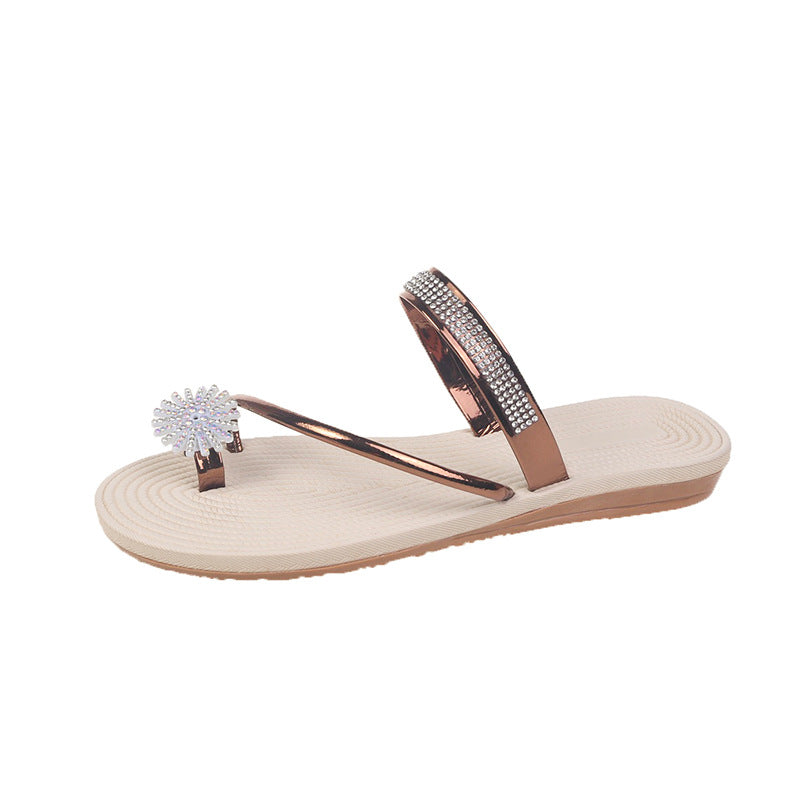 Gardenia | Women’s Orthopedic Rhinestone Toe Ring Flat Sandals