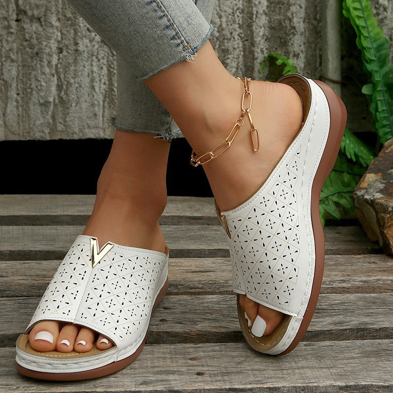 Waverly | Women’s Orthopedic Perforated Wedge Mule Sandals