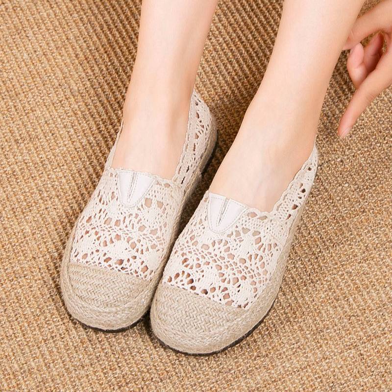 OrthoCare Lace Crochet Espadrille Slip-On Flats