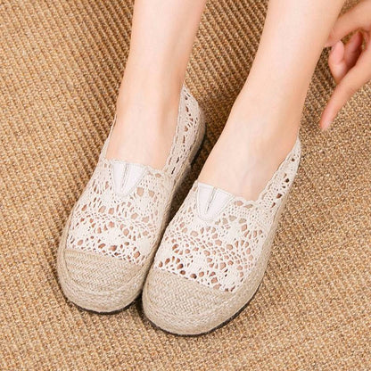 OrthoCare Lace Crochet Espadrille Slip-On Flats