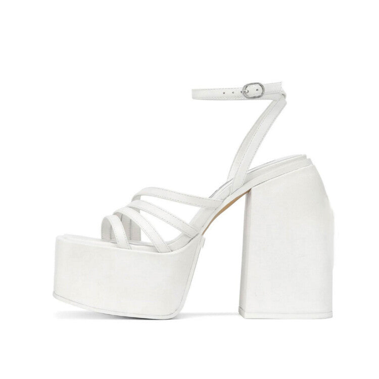 OrthoCare Chunky Platform Ankle Strap High Heel Sandals