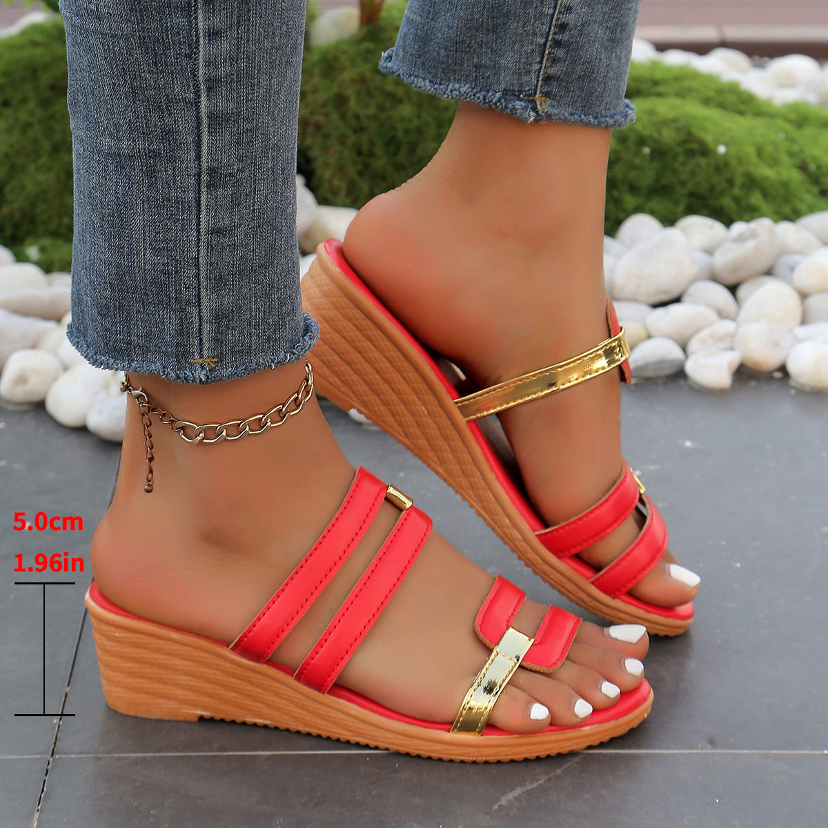 Jorielle | Women’s Orthopedic Strappy Wedge Slide Sandals