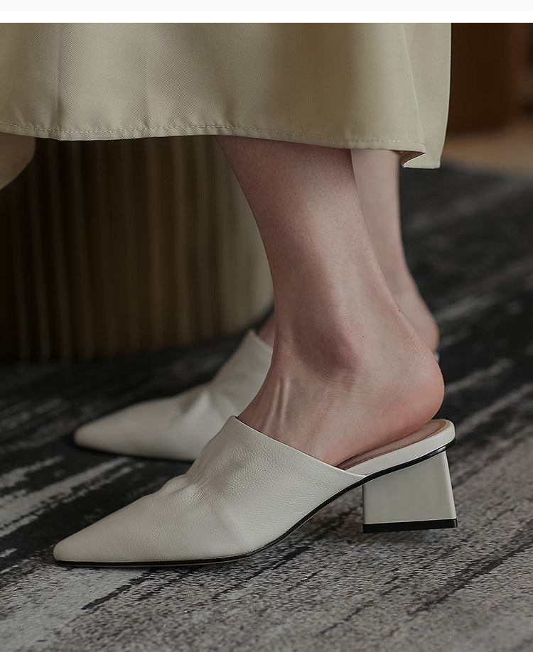 Bhavya | Women’s Orthopedic Pointed Toe Low Heel Mule Pumps
