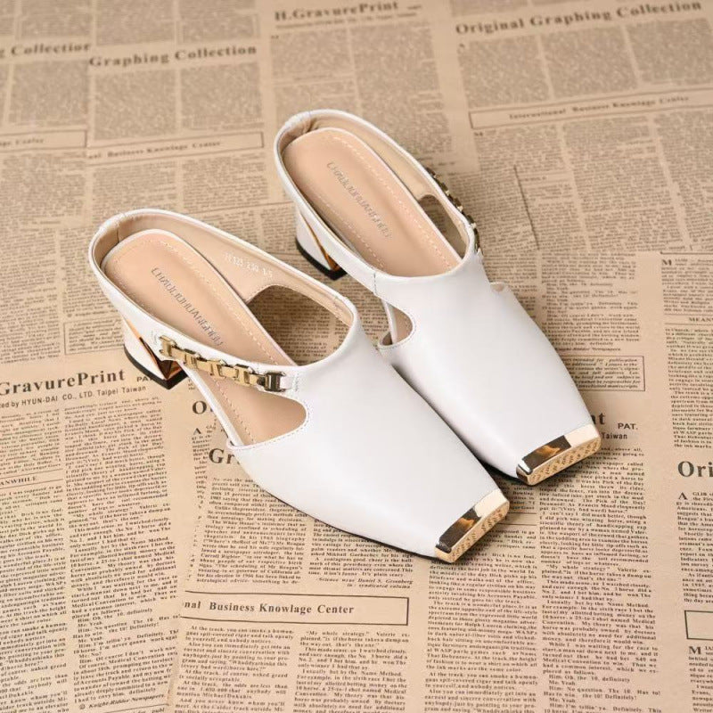 Petronella | Women’s Orthopedic Cutout Slingback Block Heel Mules