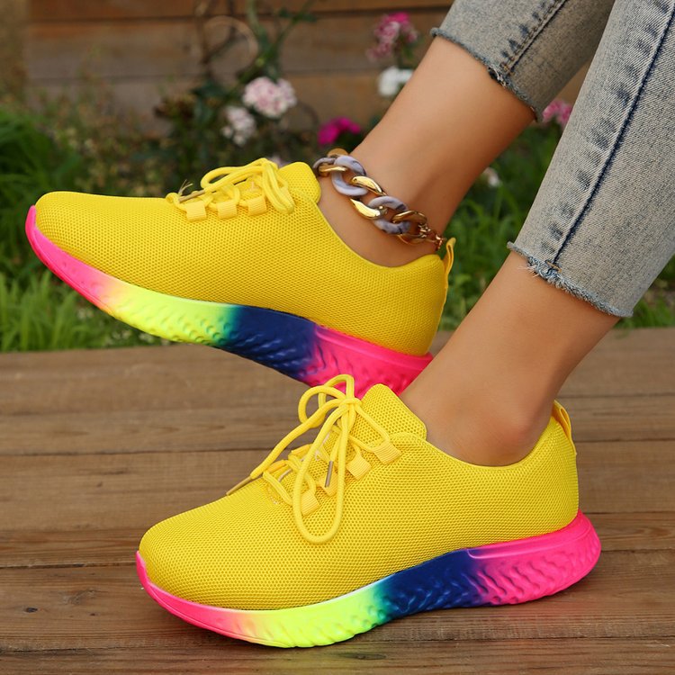 OrthoCare Lace-Up Mesh Shoes With Rainbow Sole